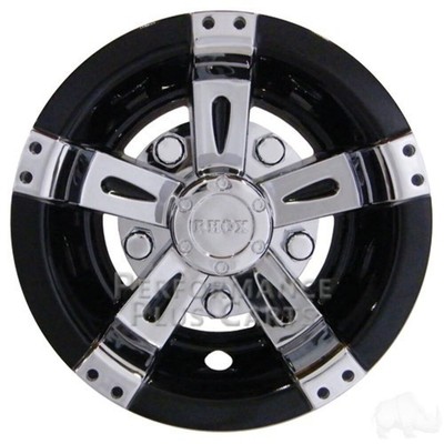 Chrome and Black Golf Cart Wheel Cover 10''
