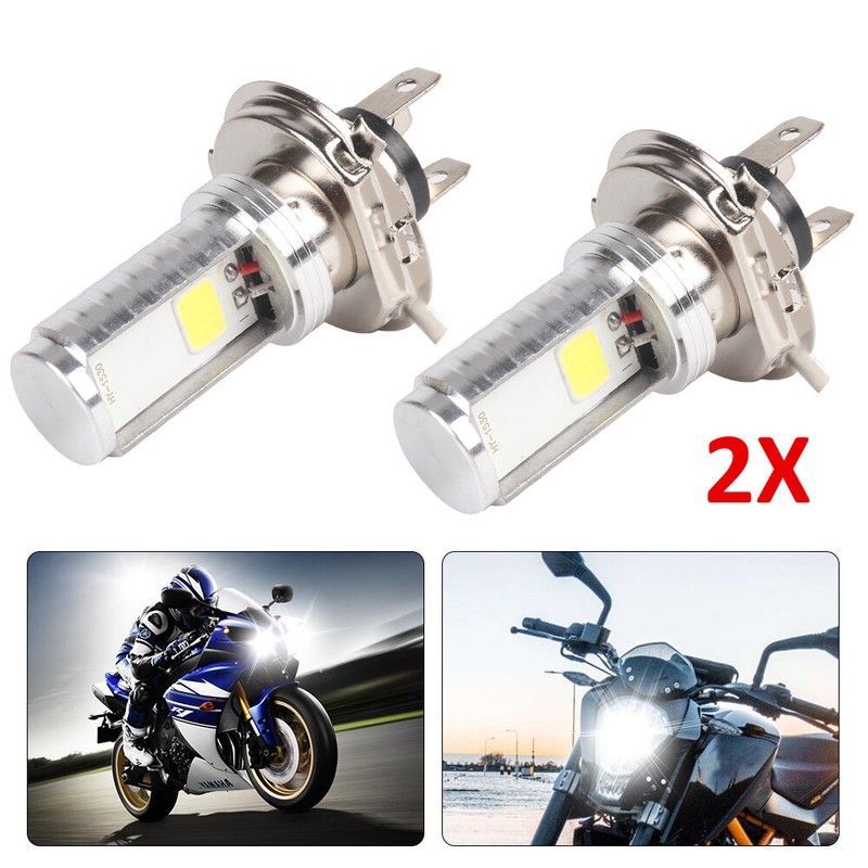2x H4 Weiß Motorrad scheinwerfer LED Hi/Lo Beam Licht