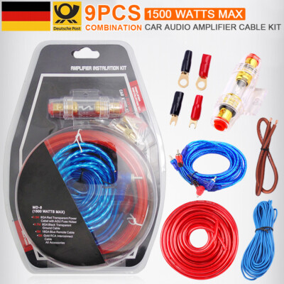 1500W 10AWG Car-Hifi Kabelset Verstärker KFZ AUTO Audio Endstufe Kabel Kit Cinch