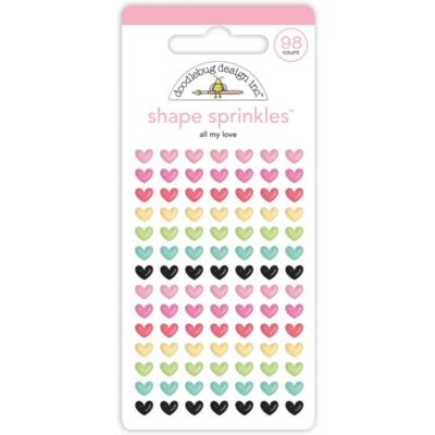 Crafts Doodlebug Puffy Sprinkles All My Love Tiny Hearts Pink Black Yellow Blue