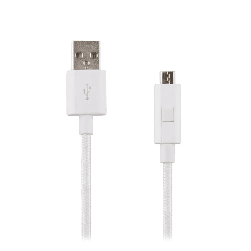 Verizon Braided White micro-USB Charge Data Cable w/LED for Samsung GalaxyS7/S6
