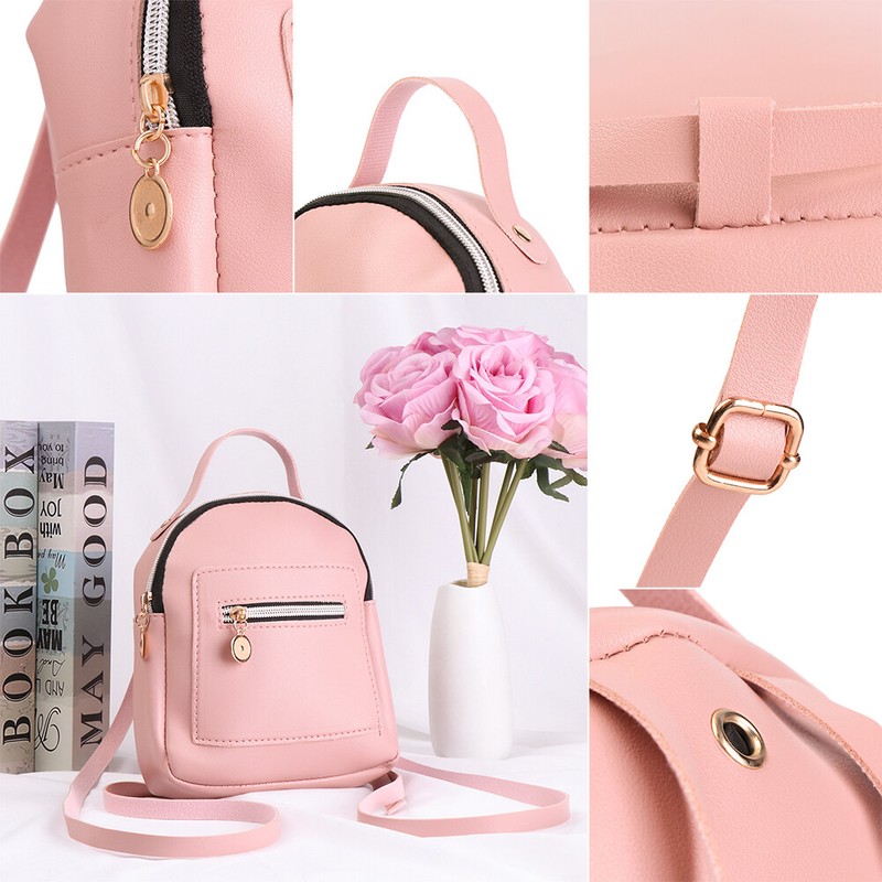Small Bagpack Mini Backpack PU Leather Shoulder Bag School  display picture 3