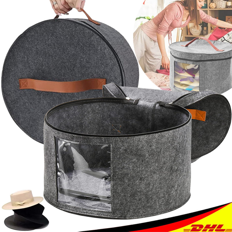 2xrunde Hut-Aufbewahrungsbox, Hutschachtel, Organizer, Faltbarer Reisekoffer