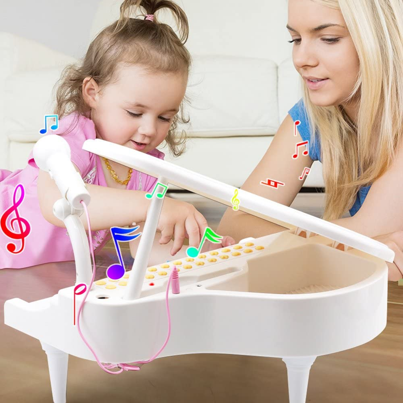 Amy&Benton Piano Keyboard Toy for Kids 31 Keys White Multifunctional Electronic