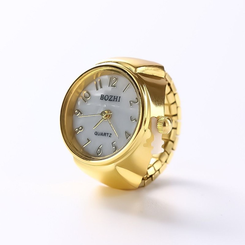 Clock Elastic Stretchy Rings Ring Watch Round Quartz Finger Rings Digital Watch