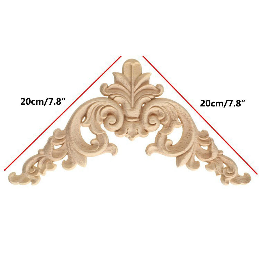 4pcs Unpainted Wooden Carved Corner Onlay Applique Furniture Moulding Decals