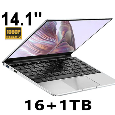 Laptop 14.1-in slim Notebook Computer RAM 16GB SSD 1024GB Intel N3700 Windows 11