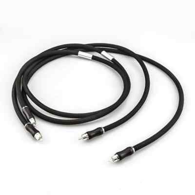6N Pure Silver RCA Cable HiFi Audio Interconnect Silver plated ebony sandalwood 
