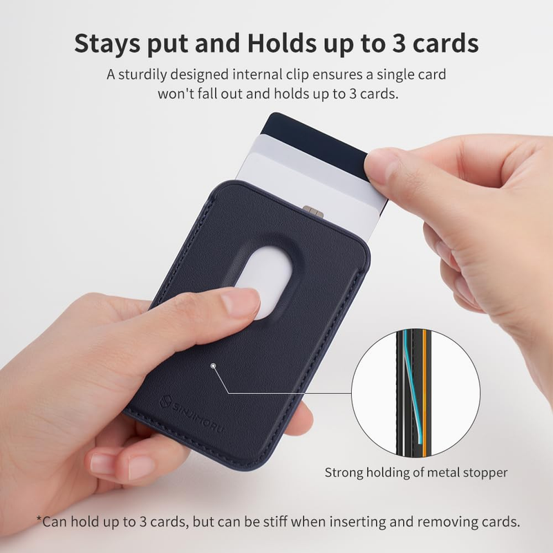 Magnetic Card Wallet, Premium Vegan Leather Phone Wallet for MagSafe 3-Card Hold