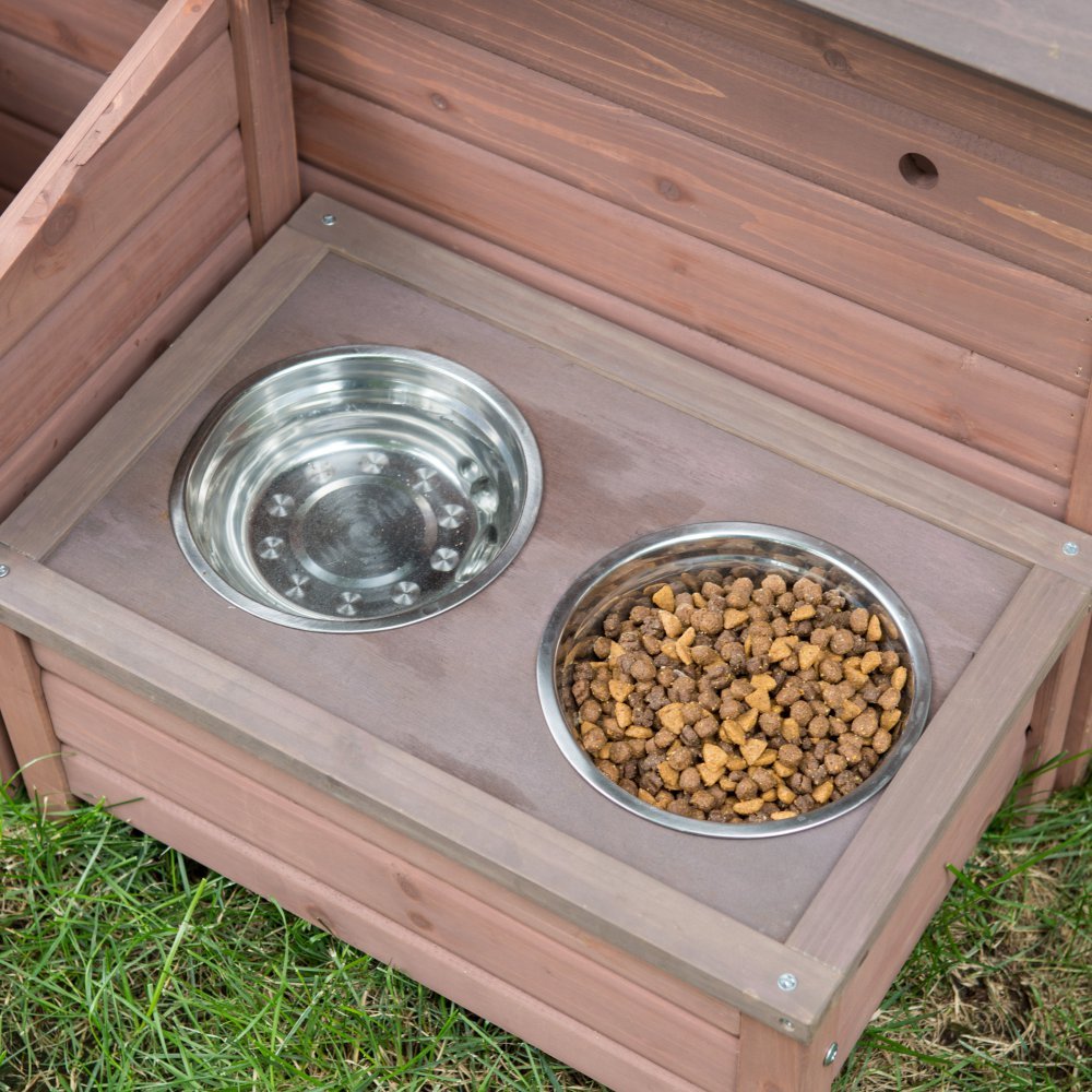 A-Frame Dog Includes Food Bowl and Storage Compartment Outdoor Kennel Shelter
