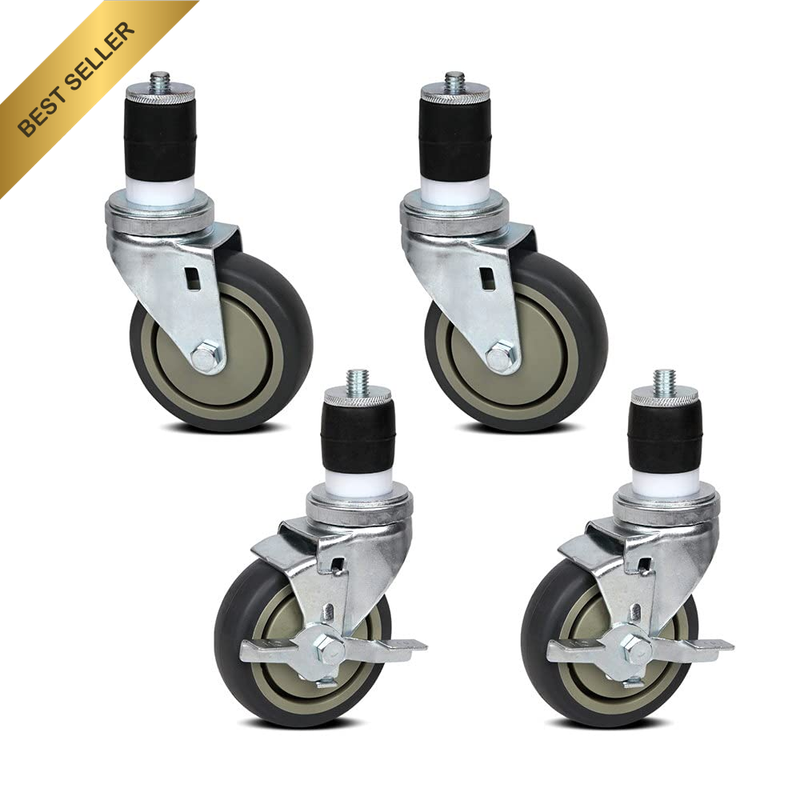 Castor Wheels Set of 4, 4 Inch Swivel Trolley Wheels with Lock Brake, Heavy Duty