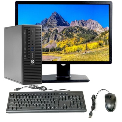 HP Desktop Computer SFF 8GB RAM 250GB HD 20in LCD Windows 10 PC Wi-Fi DVD/RW
