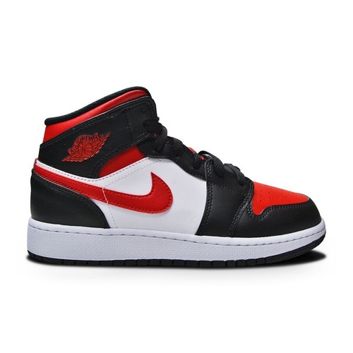 Кроссовки Nike Air Jordan 1 Mid для юниоров — 554725 079 — черный, огненно-красный, белый