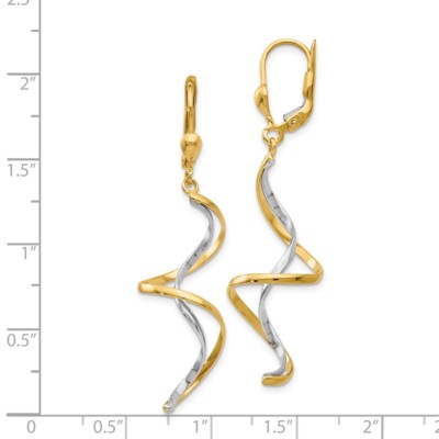 Pre-owned Superdealsforeverything Real 14kt Two-tone Spiral Dangle Earrings