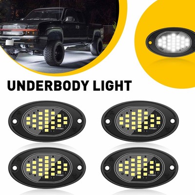 White 4Pods LED Rock Lights For Jeep Offroad Boat Truck UTV ATV Underbody Lamp O