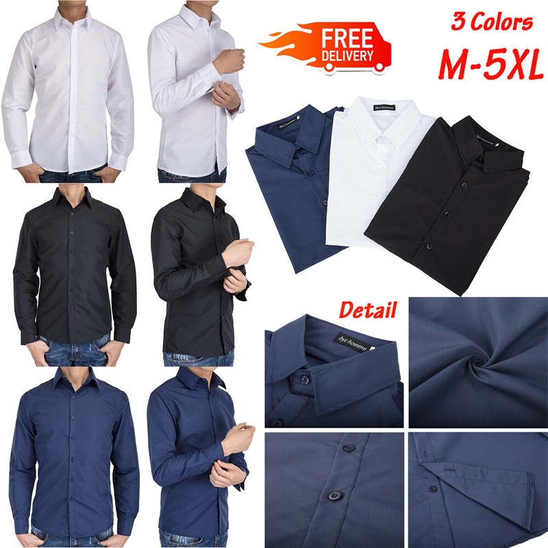 Рубашка Mens Casual Long Sleeve Dress 