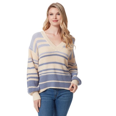 

Женский пуловер с v-образным вырезом Jessica Simpson Elmira, Infinity/stripe