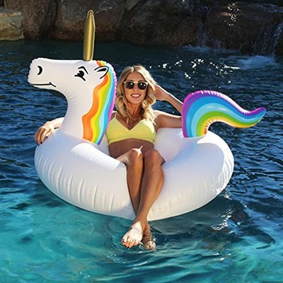 Giant Unicorn Pool Float Ride On Party Tube, Inflatable Rafts, Adults & Kids