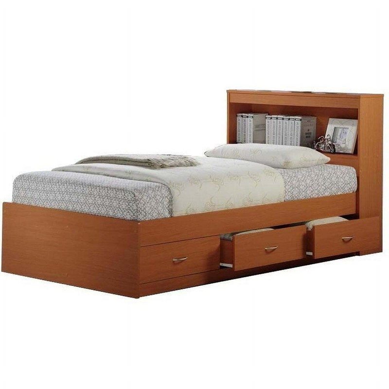 Twin Storage Bed Frame With Headboard 3-Drawer Wood Mattress Not Included