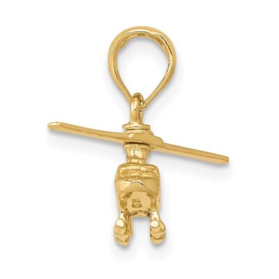 Pre-owned Diamond2deal 14k Yellow Gold 3-d Moveable Helicopter Pendant 2.04g