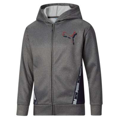 

Puma Amplified Pack Fleece Zip Up Jacket Youth Boys Grey Casual Athletic Outerwe, Puma Amplified Pack Fleece Zip Up Jacket Youth