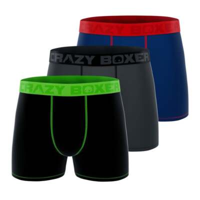 

CRAZY BOXER Черный + серый + синий трусы 3Pk Мужские черные повседневные CBUNI0101X3A1, CRAZY BOXER Black + Grey + Blue Briefs 3Pk