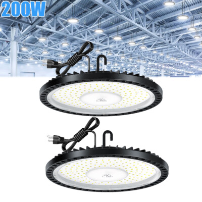 2 Pcs 200W UFO Led High Bay Light Commercial Industrial Warehouse Garage Light
