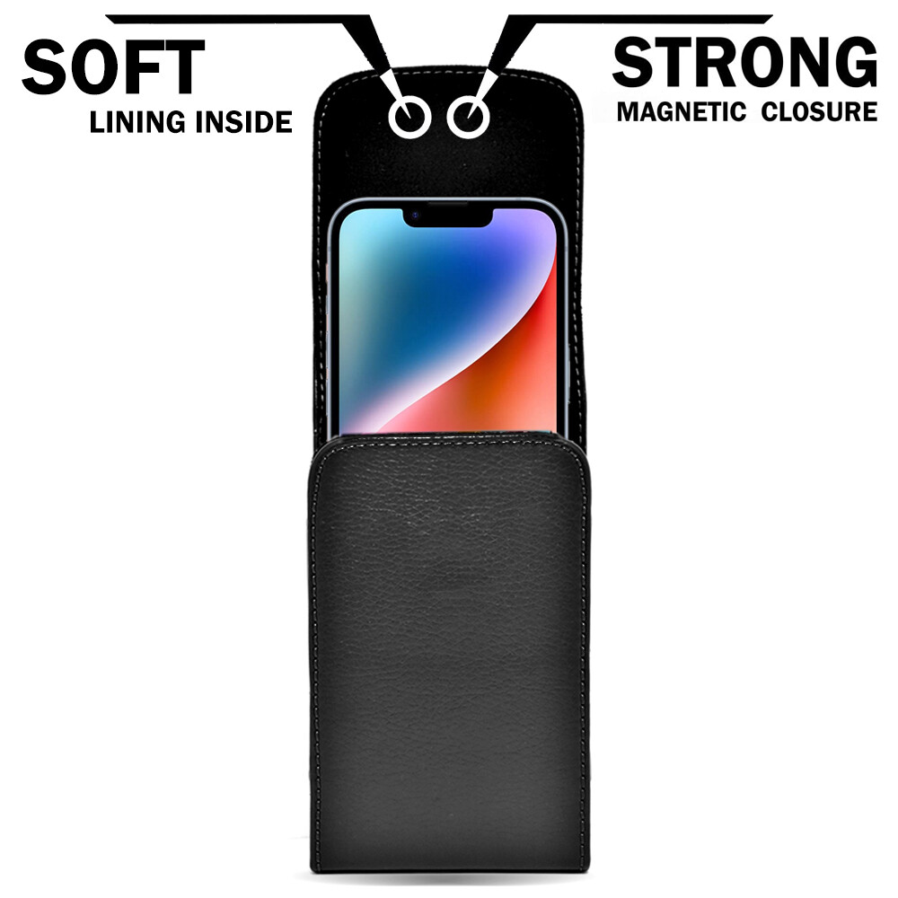 Universal Leather Case Belt Clip Holster Pouch for Medium Sized Flip Phones