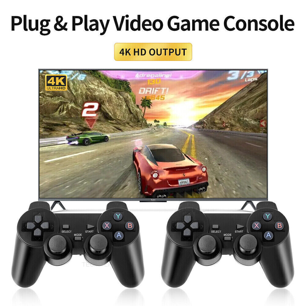 HDMI TV 4K Game Stick 128G 40000+ Games Video Game Console w/2*Wireless Gamepads
