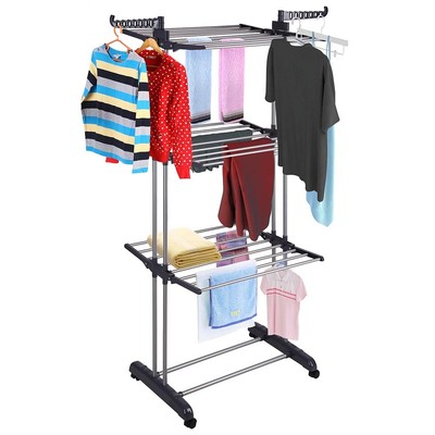 3Tier Stainless Laundry Organizer Folding Drying Rack Clothes Dryer Hanger...