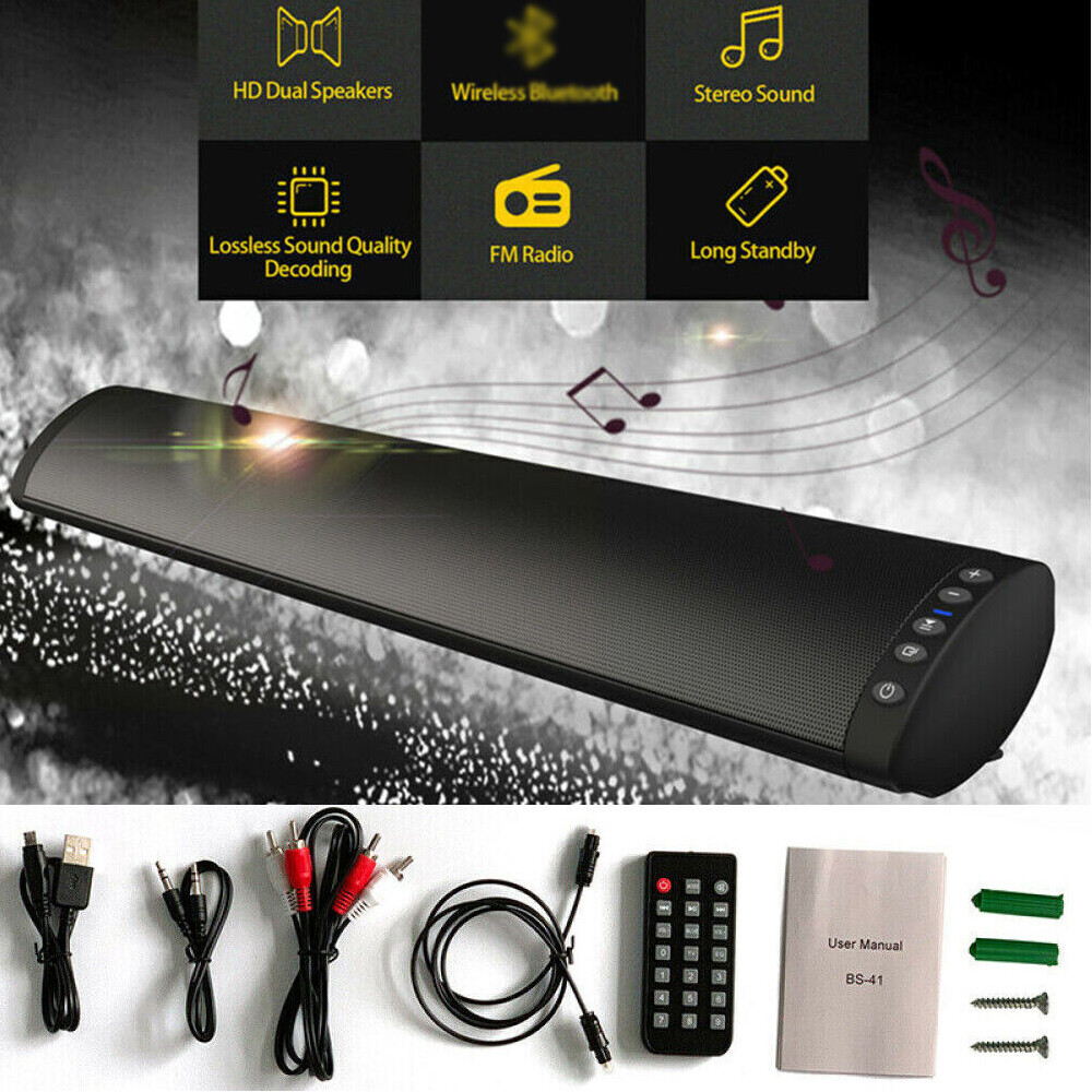 3D Surround Sound Bar Wireless Bluetooth Subwoofer TV Home Theater & Remote USA