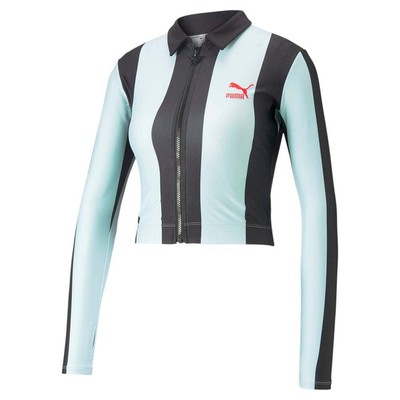 

Puma DL X Full Zip Collared Футболка с длинным рукавом Женские синие повседневные топы 671253-8, Синий
