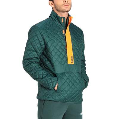 

Puma Padded Half Zip Pullover Mens Green Повседневная верхняя одежда 587714-80, Зеленый, Puma Padded Half Zip Pullover