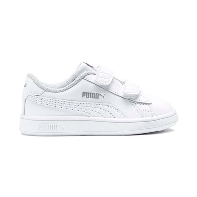 

Puma Smash V2 Leather Slip On Kids Boys Белые кроссовки Повседневная обувь 365174-02, Белый, Puma Smash V2 Leather Slip On Kids