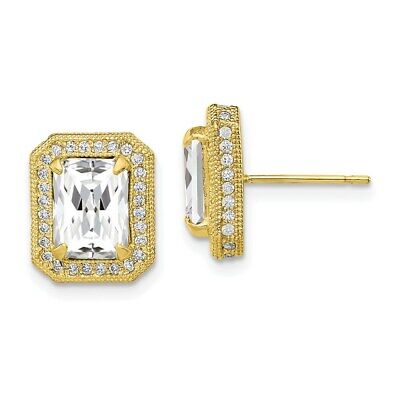 Pre-owned Skyjewelers Real 10kt Yellow Gold Tiara Collection Polished Cz Earrings