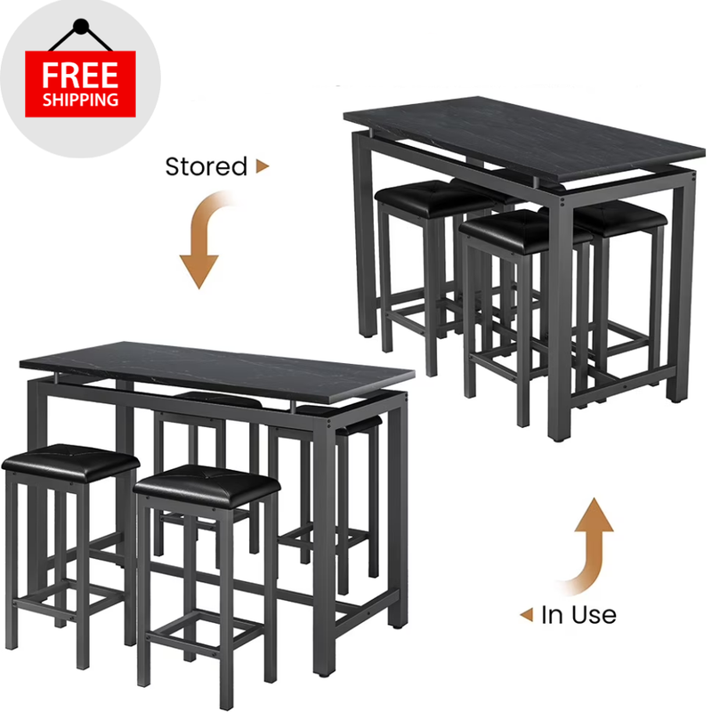 Juego de Comedor 4 Sillas y Mesa Moderno Elegante Faux Marble Top Kitchen Table