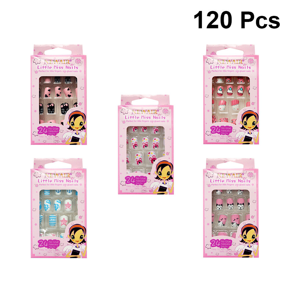 120Pcs Kids Fake Nails Makeup Toy Beauty Manicure Tools False Nail For Girls eBay