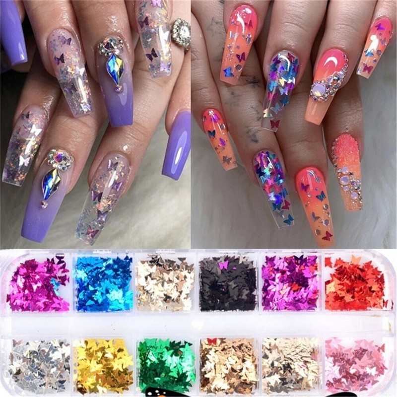 Nail Glitter Laser Sequins Holographic Butterfly Flakes
