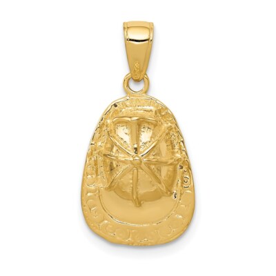 Pre-owned Diamond2deal 14k Yellow Gold 3-d Firefighter Hat Pendant
