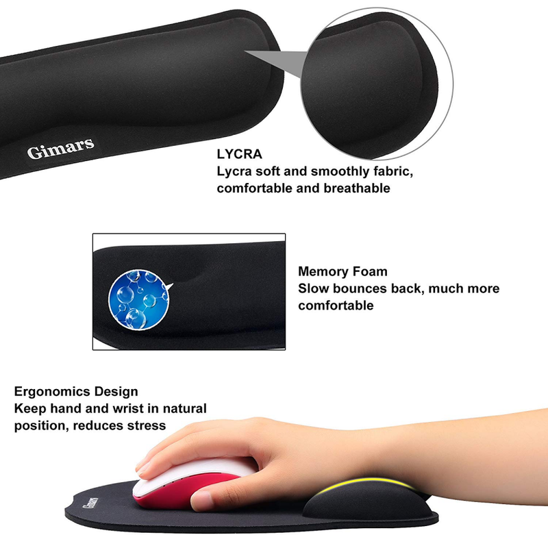 Gimars Superfine Fibre Soft Memory Foam Gel Mouse Pad Wrist Support and Non Slip