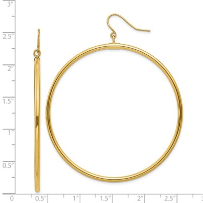 Pre-owned Superdealsforeverything Real 14kt Yellow Gold Tube Hoop Dangle Earrings