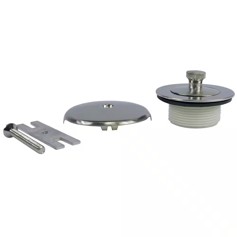 Bathtub Drain Trim Kit Lift Turn Stopper Overflow Plate Brass Brushed Nickel