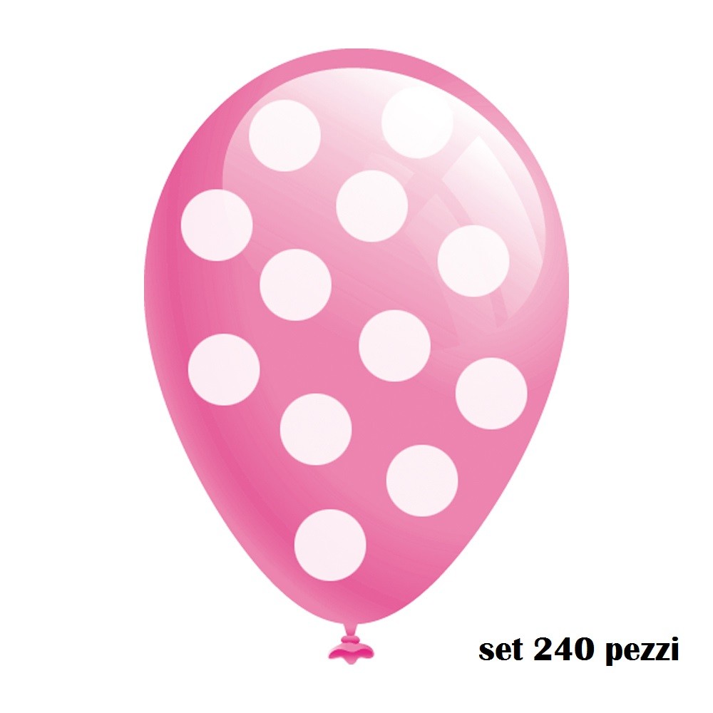 Set 240 Pezzi Palloncini Colore Rosa Pois Feste Compleanni Party Bambini dfh