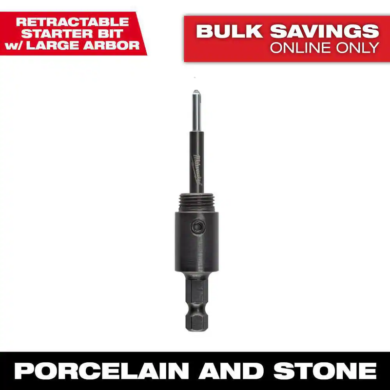Milwaukee Hole Saw Arbor Retractable Starter Bit Diamond Tile Glass Stone
