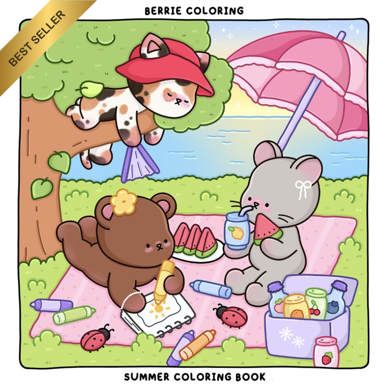 Berrie Coloring Summer: Cute and Cozy Coloring Book for Kids & Adults Featuring