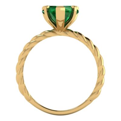 Pre-owned Pucci 2 Heart Cut Emerald Designer Rope Statement Classic Ring Real 14k Yellow Gold