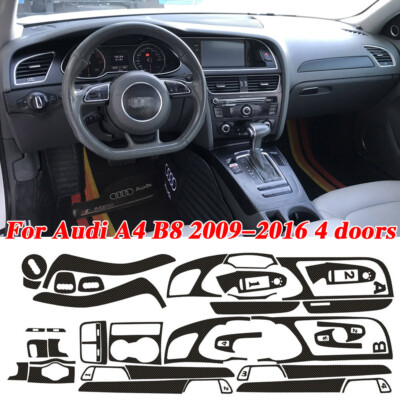 For Audi A4 B8 2009-2016 4doors 3D Carbon Fiber Pattern Interior DIY Trim Decals