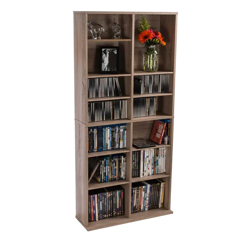 Media Storage Cabinet Tower Shelves Open Boookcase Display P