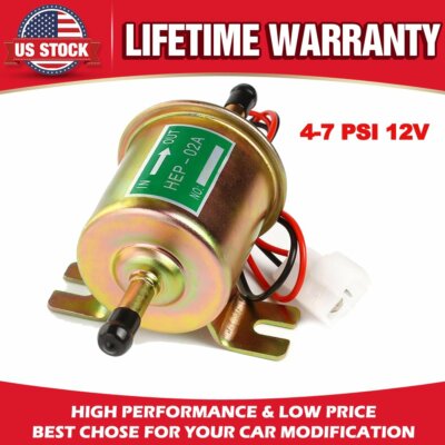 Universal Electric Fuel Pump 4-7 PSI 12V Low Pressure Gas Diesel Inline HEP-02A