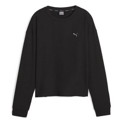 Женская толстовка с круглым вырезом в полоску Puma Unwind Studio, черный 52486501